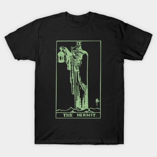 The Hermit Tarot Card Classic Occult White on Black Zed Lep Green Print Gothic Retro Tee Shirt Mug Sticker + More T-Shirt